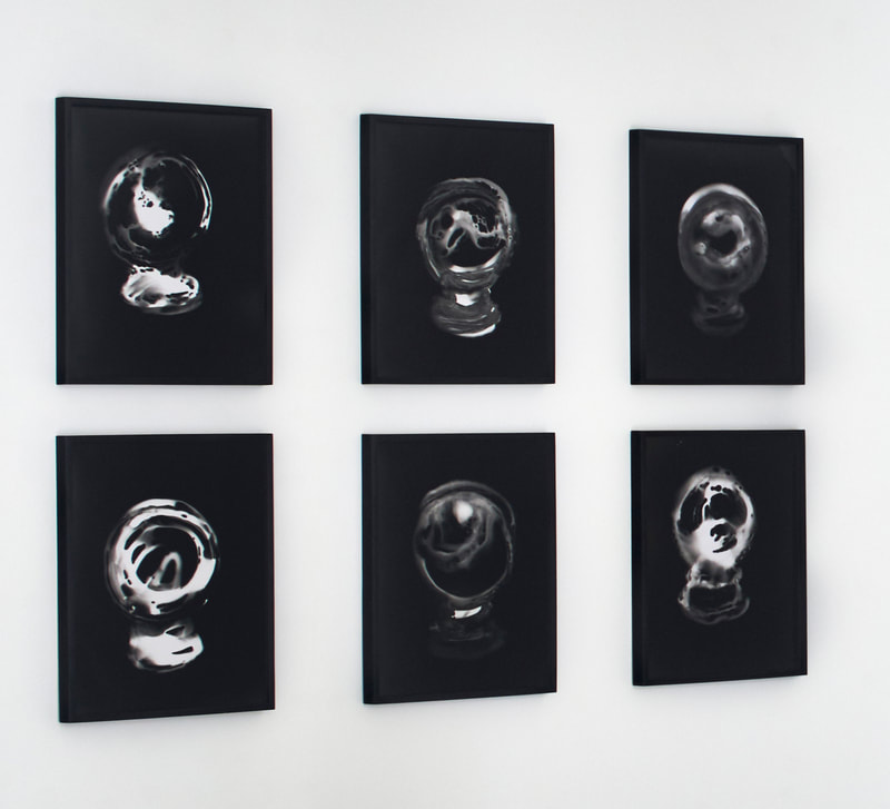 Crystal Ball Photograms. Installation shot Jane Lombard Gallery NY, NY 2018 Each work 16"x20"